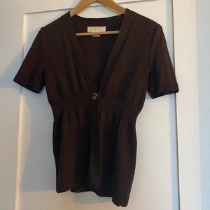MICHAEL Michael Kors Brown Short Sleeve Cardigan Sweater